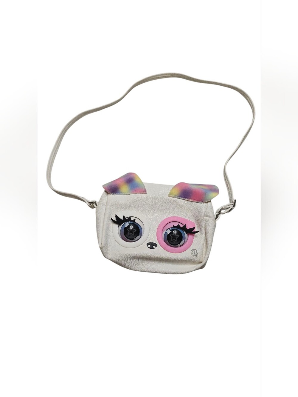 Purse Pets White Puppy Dog Rainbow Ears Interactive Crossbody Purse Bag